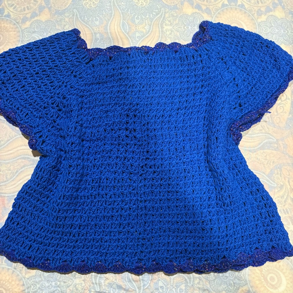Blue Crochet Women's Top